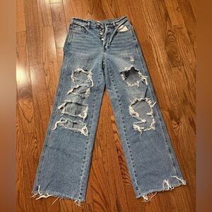 PacSun Light Blue Distressed Straight Leg Jeans